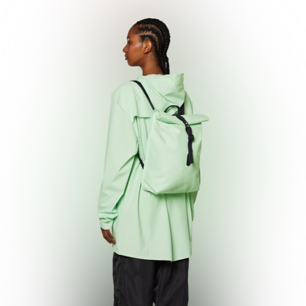 RAINS Waterproof Mineral Mint Rolltop Mini Rucksack Unisex NEW